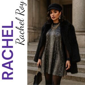 NWOT RACHEL RACHEL ROY SEQUINED SNAKEPRINT MINI COCKTAIL DRESS MOB WIFE, SMALL